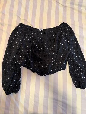 Off-Shoulder Black Polka Dot Women’s Top